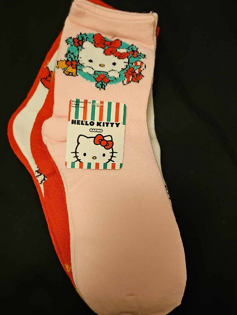 Hello Kitty Pink, Red & White Capris Socks - 3 Pack